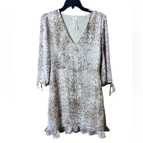 NWOT Sadie & Sage Snake Print Mini Party Dress Medium Boho Chic Ruffles Baddie - Picture 1 of 9